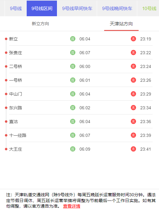 天津地铁9号区间天津站方向首末班发车时刻表.png